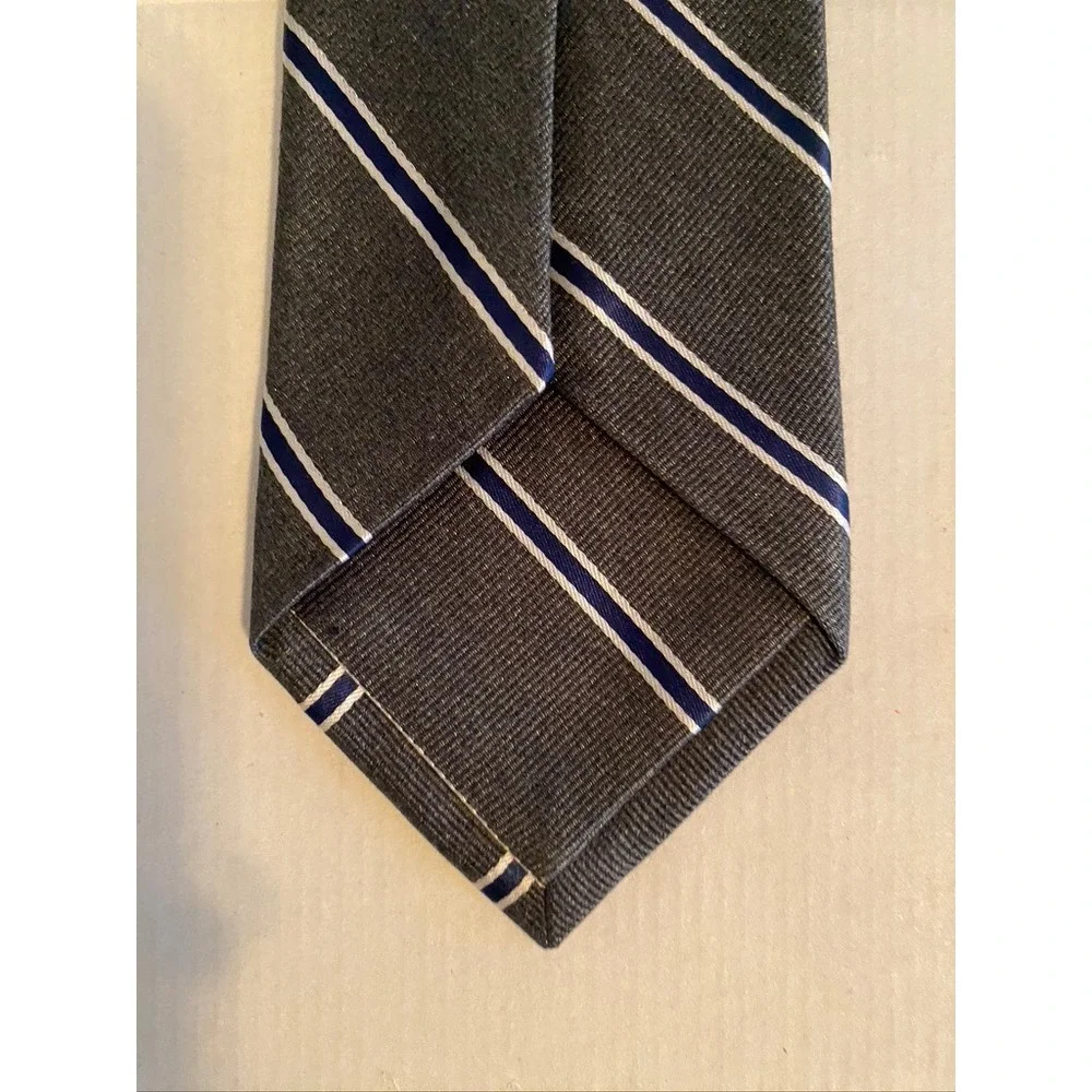 Jos. A. Bank Joseph Mens Silk Tie Gray Navy Blue White Diagonal Stripe Necktie
